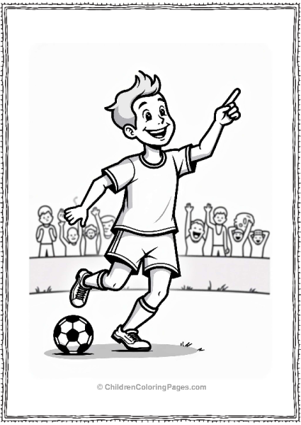 Soccer Player Celebrating Pointing Upwards Free PDF Printable