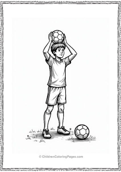 Soccer Player Practicing A Throw In Free PDF Printable