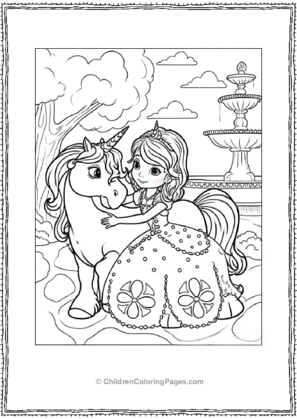 Sofia The First With A Unicorn Free PDF Printable