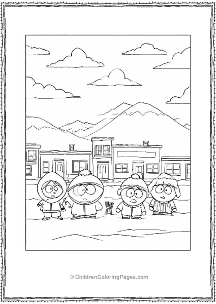South Park Eric Kyle Stan And Kenny Waving Free PDF Printable