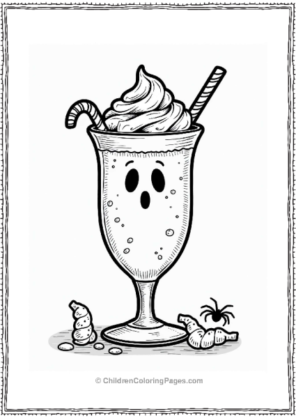 Spooky Halloween Milkshake Coloring Page Free PDF Printable