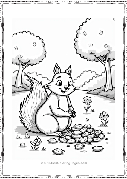 Squirrel Gathering Pasta In The Park Free PDF Printable