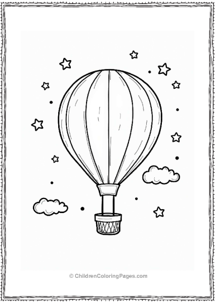 Star Shaped Hot Air Balloon Under A Starry Sky Free PDF Printable