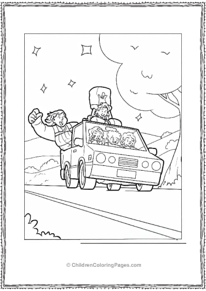 Steven Universe Driving Car With Pearl Amethyst Bismuth And Garnet Coloring Page Free PDF Printable
