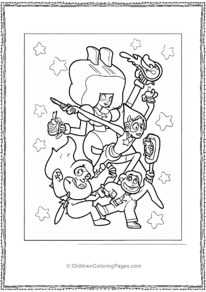 Steven Universe Having Breakfast With Pearl Garnet And Amethyst Coloring Page Free PDF Printable