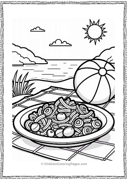 Summer Pasta Picnic Scene Free PDF Printable