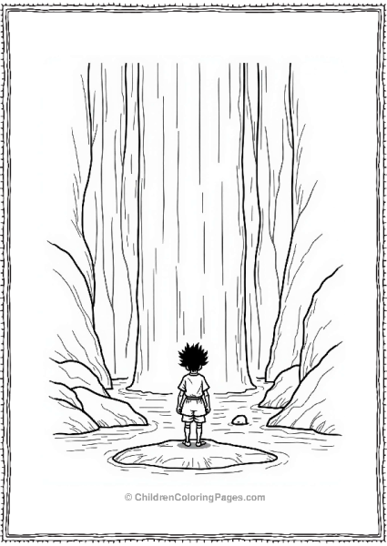 Tanjiro At A Majestic Waterfall Free PDF Printable
