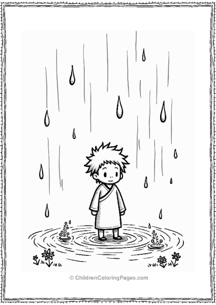 Tanjiro In The Rain With Water Spirits Free PDF Printable