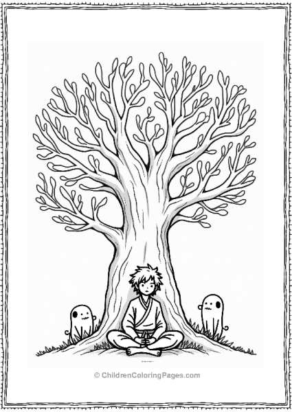 Tanjiro Meditating Under A Tree Free PDF Printable