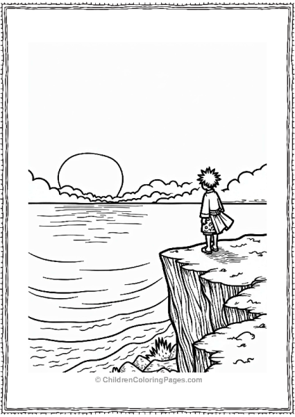Tanjiro On A Cliff Overlooking The Sea Free PDF Printable