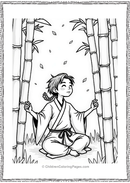 Tanjiro Practicing In A Bamboo Grove Free PDF Printable