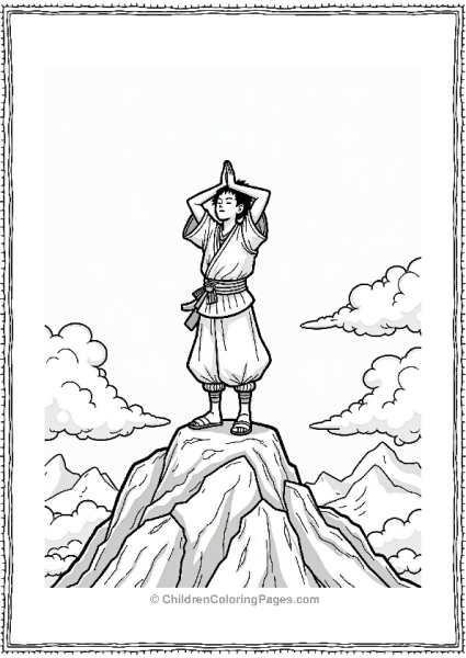 Tanjiro Practicing On A Mountain Peak Free PDF Printable