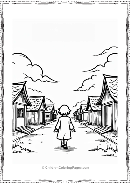 Tanjiro Walking Through A Village Free PDF Printable