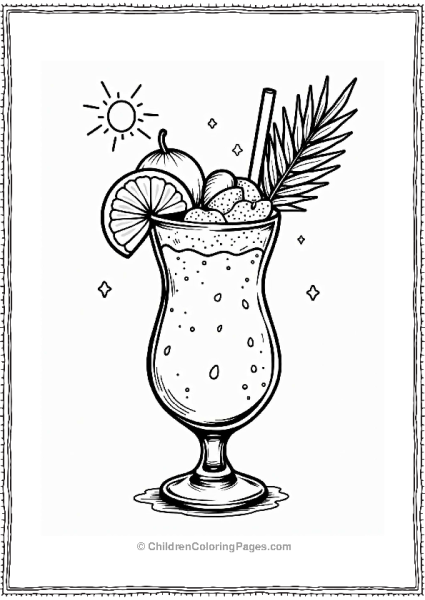 Tropical Mango Milkshake Coloring Page Free PDF Printable