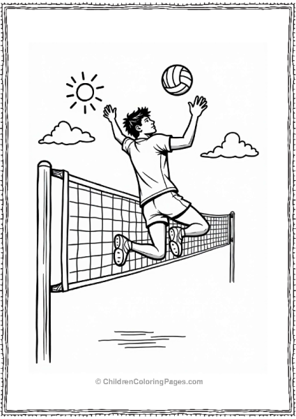 Volleyball Jump Serve Illustration Free PDF Printable