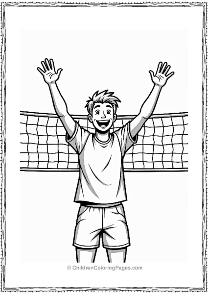 Volleyball Player Celebrating A Point Free PDF Printable