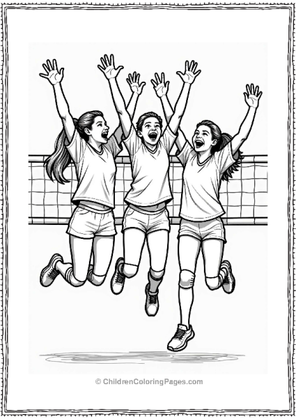 Volleyball Players Celebrating A Point Free PDF Printable