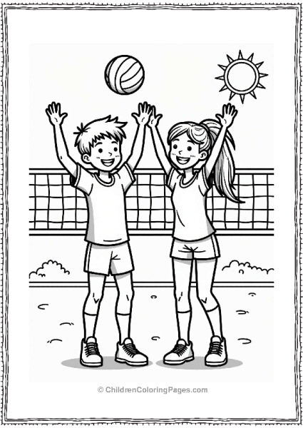 Volleyball Players Celebrating On Court Free PDF Printable