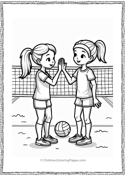 Volleyball Players High Fiving On The Court Free PDF Printable