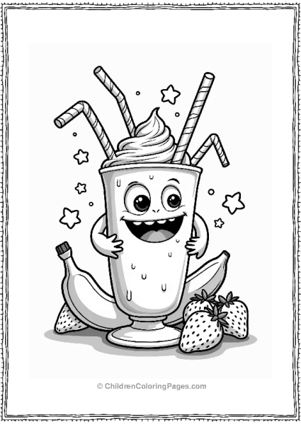 Whimsical Milkshake Monster Enjoying A Giant Milkshake Free PDF Printable