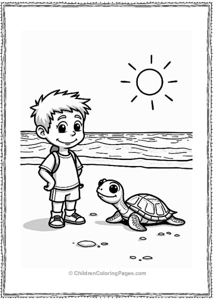 Wild Kratts Chris Kratt And A Friendly Turtle On The Beach Free PDF Printable