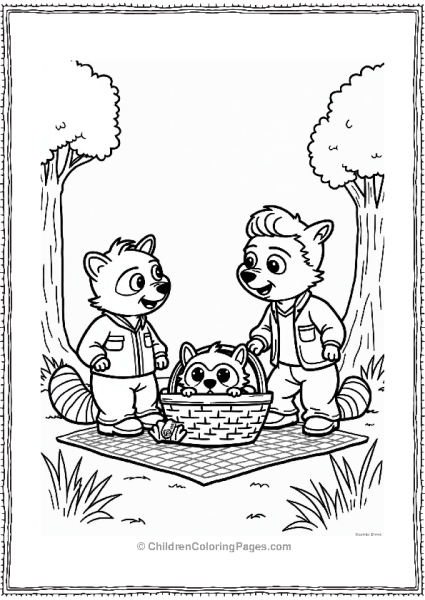 Wild Kratts Kratts Brothers With Raccoon At Picnic Free PDF Printable