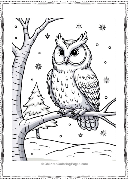 Winter Owl In A Snowy Forest Free PDF Printable