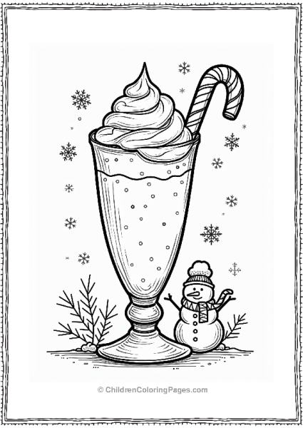 Winter Peppermint Milkshake Coloring Page Free PDF Printable