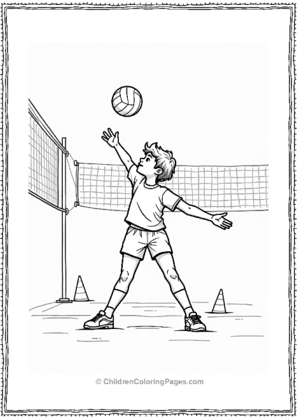 Young Athlete Practicing Volleyball Serve Free PDF Printable