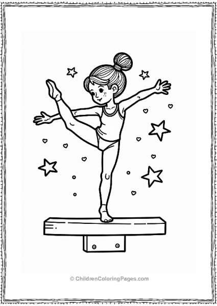 Young Gymnast Balancing On A Beam Free PDF Printable