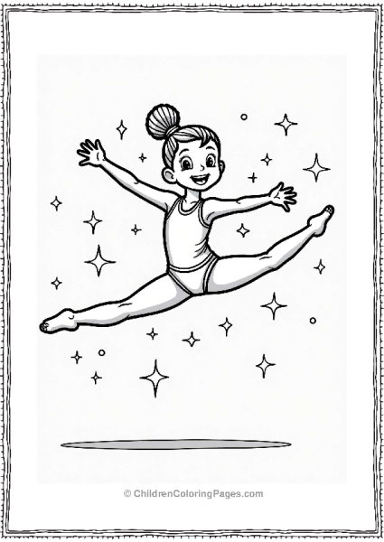 Young Gymnast In A Split Leap Free PDF Printable