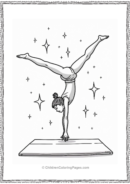 Young Gymnast Performing Handspring Vault Free PDF Printable