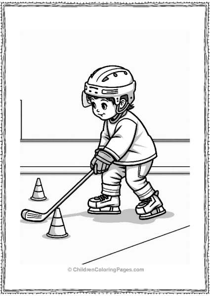 Young Hockey Player Practicing Stickhandling Free PDF Printable