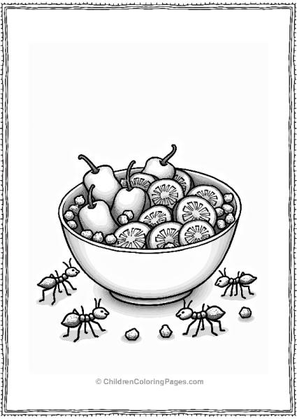 Bowl Of Salad With Playful Ants Free PDF Printable
