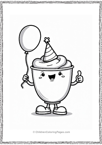 Cheerful Custard Cup With Balloon Free PDF Printable