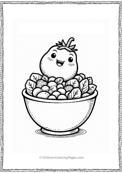 Friendly Tomato Peeking Over Salad Bowl Free PDF Printable