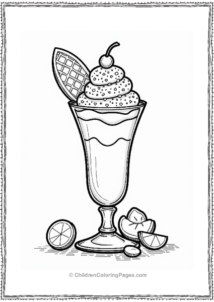 Happy Custard Sundae Coloring Page Free PDF Printable