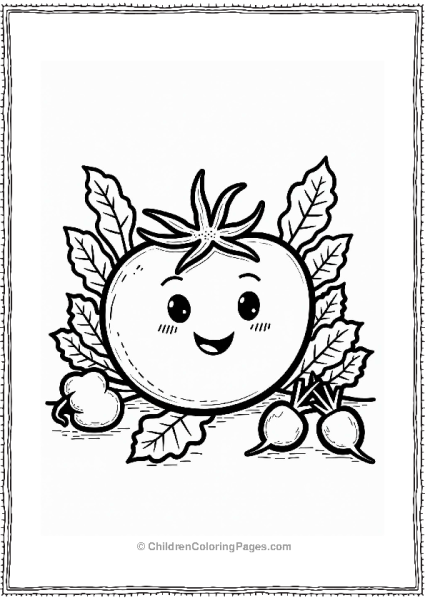 Playful Tomato In A Garden Scene Free PDF Printable